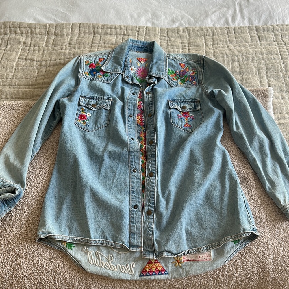 Denium colorful embroidery shirt or jacket